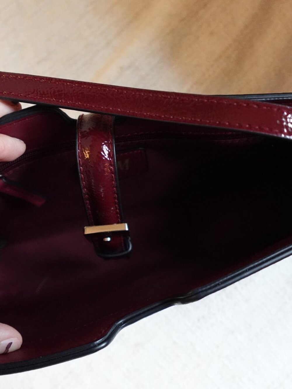 H&M Burgund Patent Leather Shoulder Bag - Picture 8 of 8